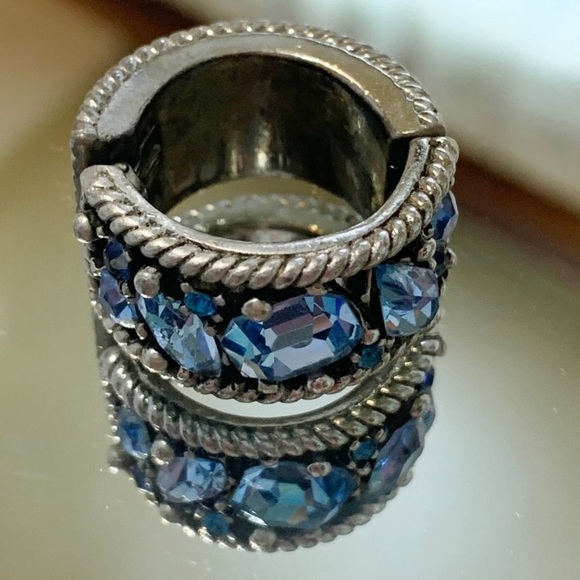Vintage 40’s 50’s Barclay Jewels of India Blue Gem Silver Tone Ring - Picture 4 of 9